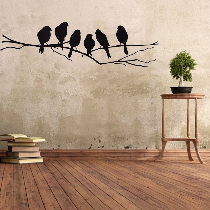 TIE LER DIY стикер на стену s Наклейка Съемная Черная ветка дерева с птицами искусство домашний декор Настенная Наклейка 85*26 см