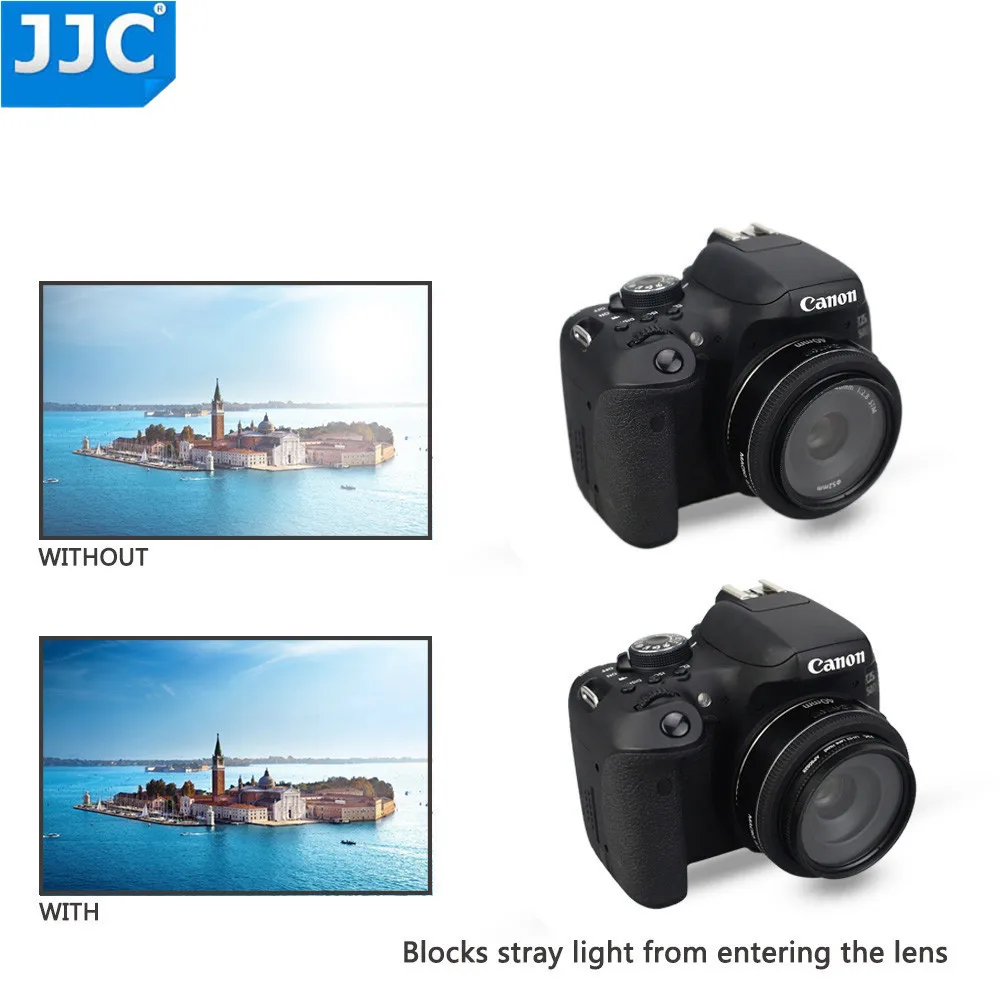 JJC металлическая бленда для Canon EF 40 мм f/2,8 STM, EF-S 24 мм f/2,8 STM, EF-M 18-55 мм f/3,5-5,6 IS STM замена Canon ES-52