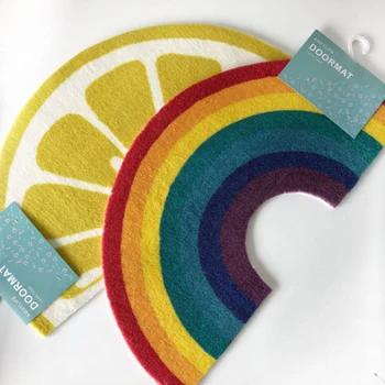 

Rainbow Lemon Pattern Carpet Semicircle Modeling Cushion Kids Children's Room Decoration Home Decoration For Bedroom Living Room