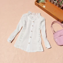 Коллекция года, Осенние рубашки для девочек, блузка детская одежда шифоновая Детская рубашка Белая школьная блузка для девочек детская одежда blusas От 1 до 16 лет