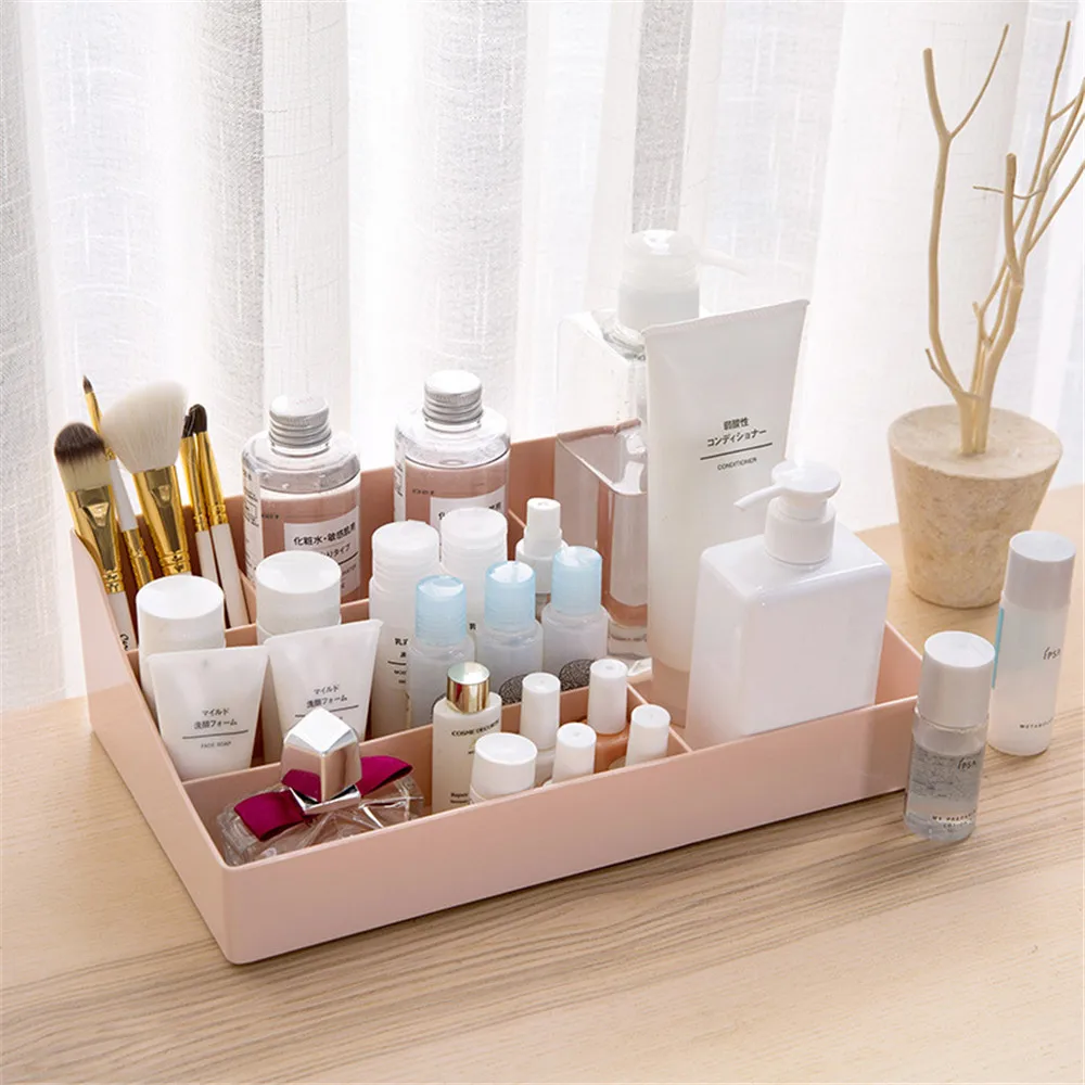 

Fragrance Cosmetics Storage Boxes Multifunction Dressing Table Plastic Sorting Box Office Desktop Stationery Pink Organizer Case