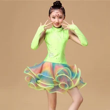 Платья для латинских танцев для девочек, костюмы для латинских танцев, детское праздничное платье, vestido de menina, латинские танцевальные костюмы для девочек, Фламенго