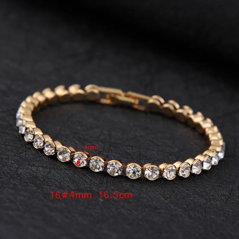 

EUBFREE 50PCS Rhinestone Austria Crystal Tennis Bracelets Shiny Women Silver Gold Bangle Collier Femme Bridal Wedding Jewelry