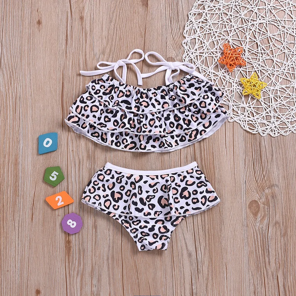 Пляжный Купальник без рукавов с леопардовым принтом+ шорты, купальный костюм, детский купальный костюм высокого качества W516