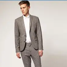 Осень Зима индивидуальный заказ серый Твид жениха смокинги 2 шт. Свадебные выпускные костюмы для мужчин Slim Fit костюм жениха