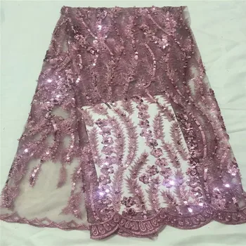 

Cassiel Embroidery lace fabric with shiny sequins nigerian french tulle lace fabric high quality african lace fabric for party