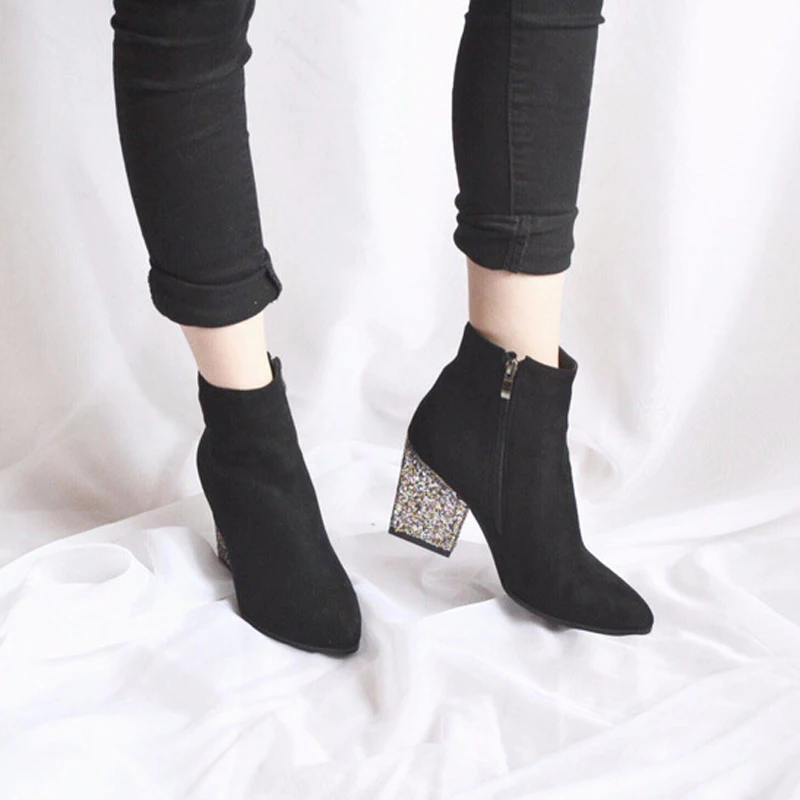Женские ботинки на молнии с острым носком высоком каблуке|boot shoes|women boots shoesboot shoes