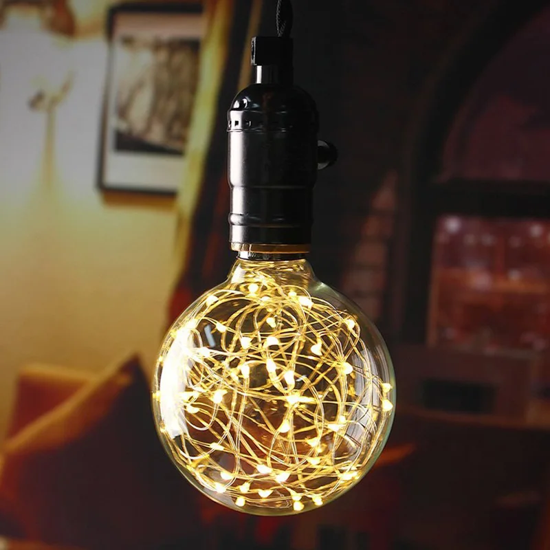 

Vintage Art Decoration Pendant light Bulb Edison LED silver Wire Filament lamp 220V E27 LED String light Bulbs