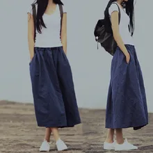 Колготки из хлопка на весну, маленький размер, свежий Для женщин Винтаж хлопчато-льняные юбки Повседневная юбка комплект пуловер+ кожаная юбка юбки Для женщин осенняя юбка, M, L