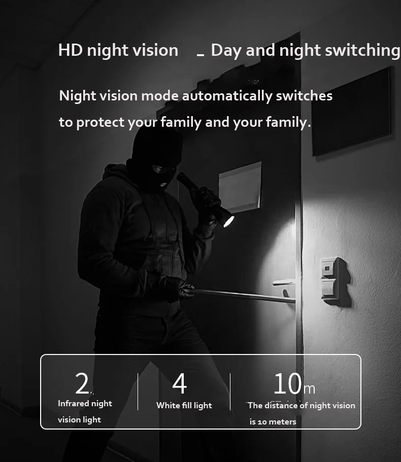 Wireless Security Camera System  Smart Home HD Indoor Outdoor WiFi IP Cameras with Night Vision 1-month Free Cloud Recording