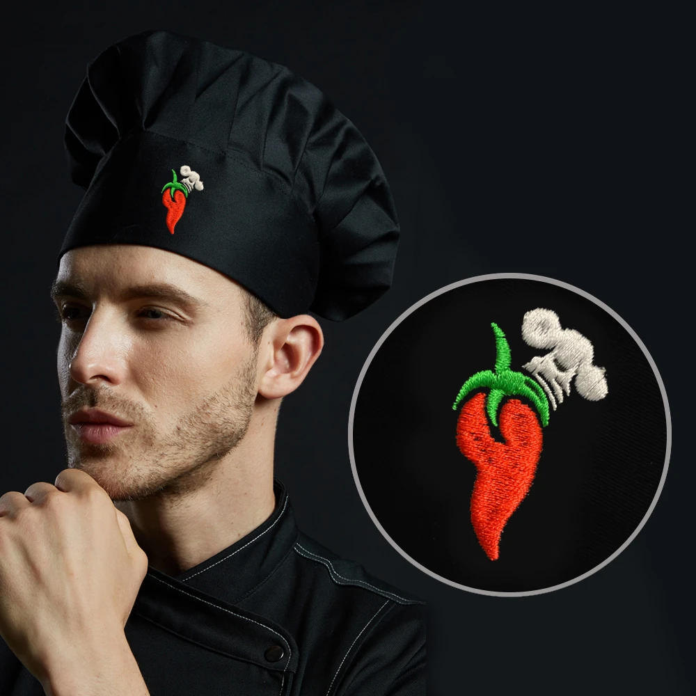 Novelty Chef Knife Embroidered Design Chef Waiter Cook Hat Unisex Adjustable Kitchen Restaurant Cooking Baker BBQ Black Work Hat - Цвет: 6