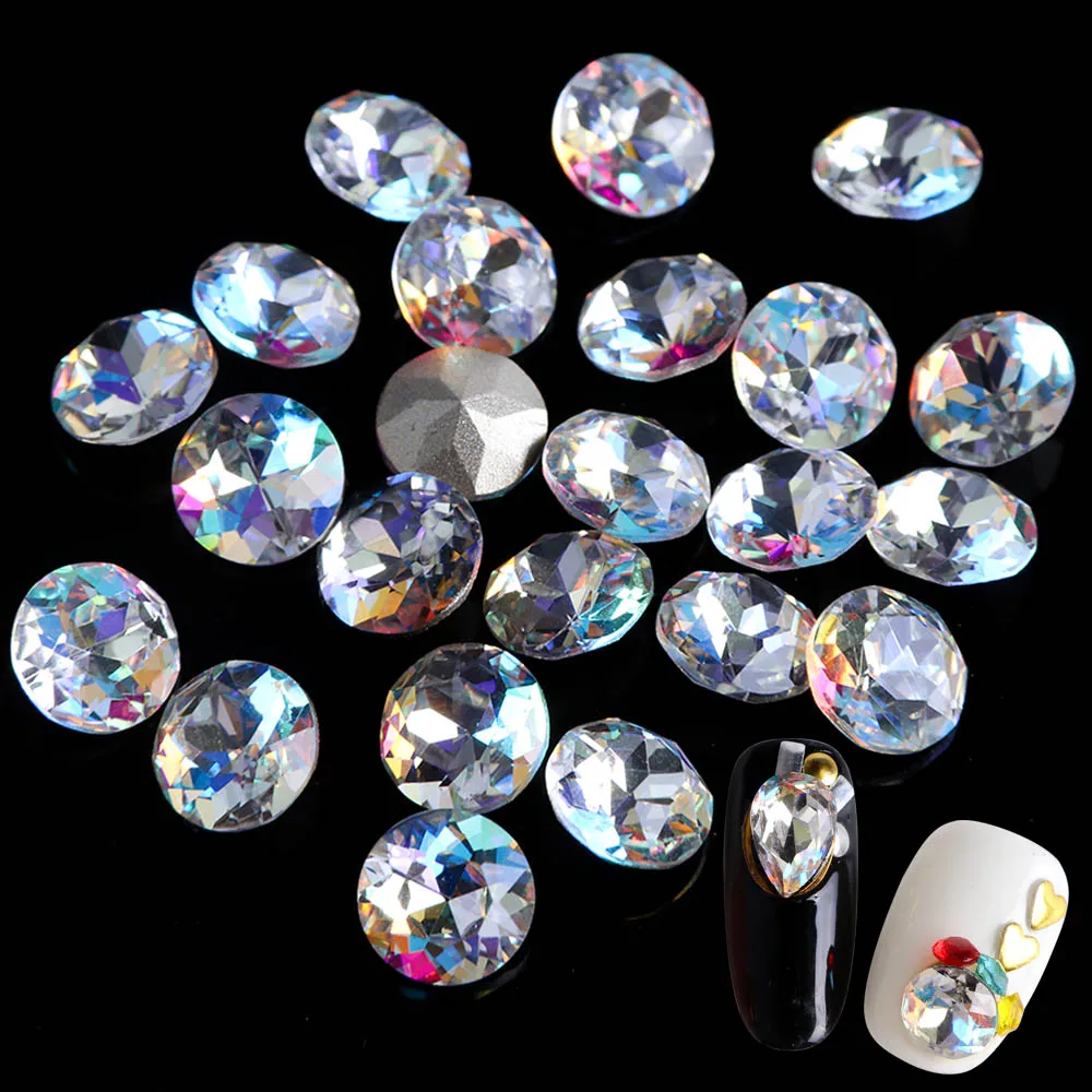 Full Beauty 10pcs Super Glitter Crystal Nail Gems Oval Waterdrop Diamond Shinny Stone Nail Art Rhinestone Manicure Tips CH069