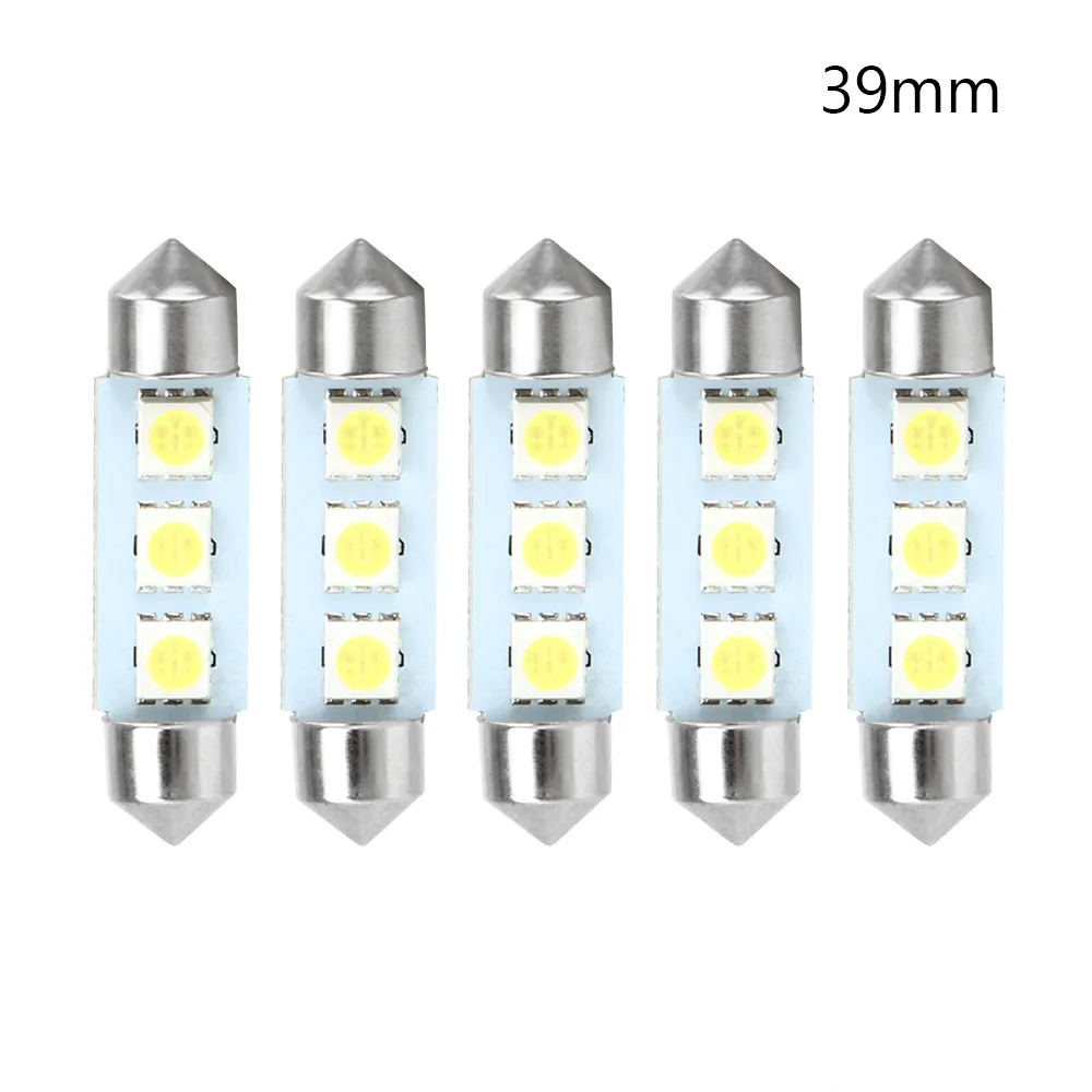 FORAUTO, 5 шт., Автомобильный Дверной светильник, Автомобильный светодиодный светильник с двойным заострением, 31 мм, 36 мм, 39 мм, 41 мм, лампа для чтения, автомобильный Стайлинг, DC 12 В, хвостовая лампа - Испускаемый цвет: 39mm