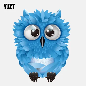 

YJZT 12.9CM*16.1CM Blue Cute Big-eyed Owl PVC High Quality Car Sticker 11-01299