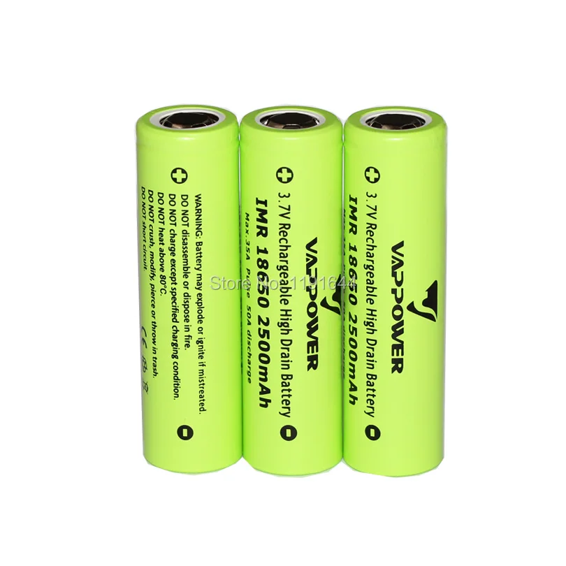 4 шт./лот Оригинальная батарея Vappower 3,7 V IMR 18650 2500mAh 35A