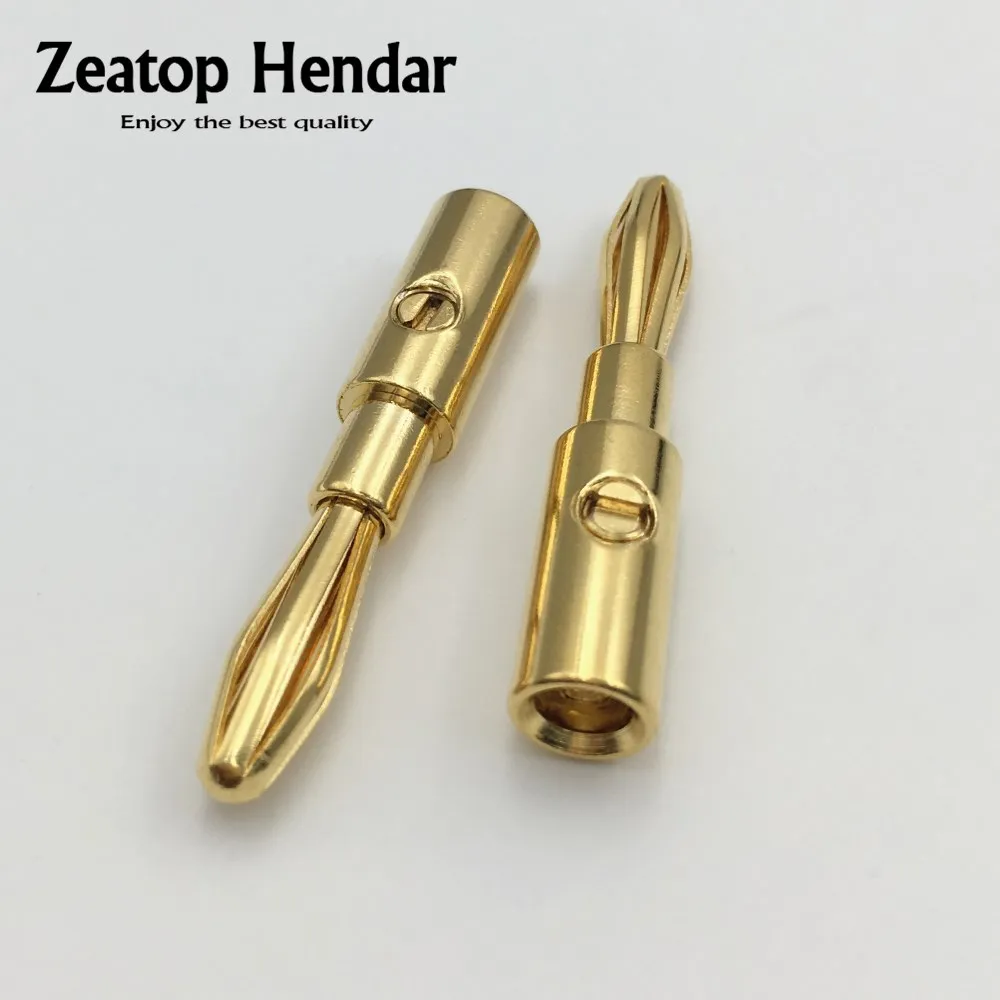 

100Pcs Brass Metal Gilded 4mm Banana Male Plug AV Audio Vedio Adapter Connector for Binding Post Amplifiers Speaker