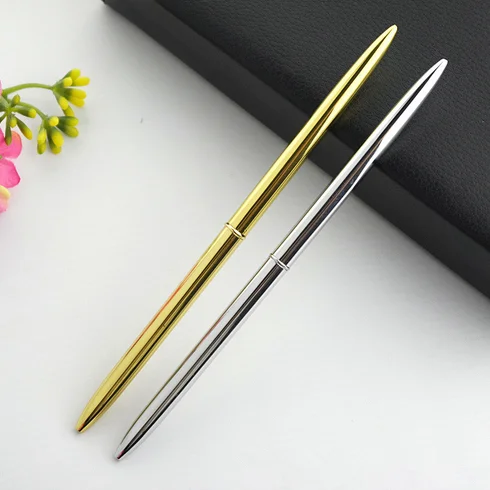 

2Pcs Gold and Silver 2 Colors Optional Minimalism Superfine Ballpoint Pen Rod Rotating Ballpen Writing Stationery Office Pen 052