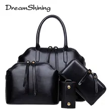 DreamShining Nouvelle Arrivée Cire Huilé Épaule Bandoulière Sac + Femmes Messenger Portefeuille Ensemble de 4 Bolsa Feminina Composite En Cuir Sac