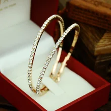 LEMOER, новая мода, 90 мм, большие стразы, круглые серьги, большой круг, золотой, серебряный цвет, серьги-кольца для женщин, Рождественский подарок