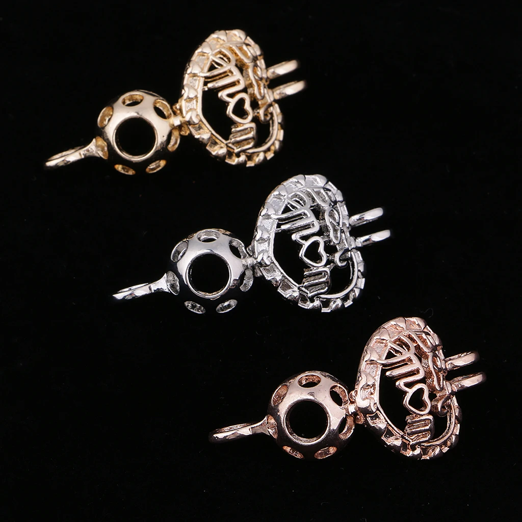 Phenovo 3 Pieces Beads Charms Locket Pendant Settings Blanks Base Jewelry Making Findings for DIY Necklace Accessories Making