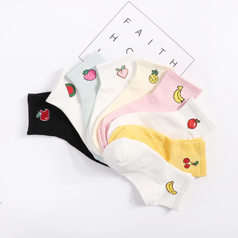2019 new spring summer art fresh fruit boat socks white soft cotton socks breathable cute Promotion women's travel Hosiery 2019 new spring summer art fresh fruit boat socks white soft cotton socks breathable cute Promotion women's travel Hosiery