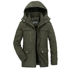Зимняя парка Мужская Утепленная теплая ветровка куртка Военная Повседневная флисовая подкладка с капюшоном воротник съемное пальто для мужчин большой размер