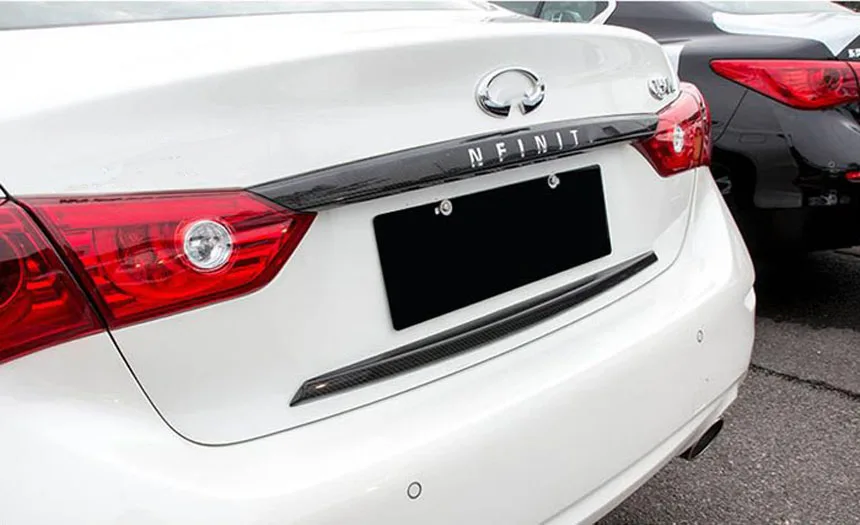 Carbon Fiber Car Rear Trunk Door Frame Bumper Decor Strips For Infiniti Q50 Q50L Carbon Fiber Car Rear Trunk Door Frame Bumper Decor Strips For Infiniti Q50 Q50L