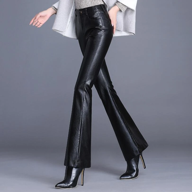 womens faux leather trousers