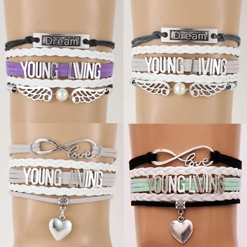 

(10pcs/lot) Infinity Love YOUNG LIVING Bracelet Heart Dream Charm Multilayer Rope Wrap Bracelets & Bangels Women Men Jewelry