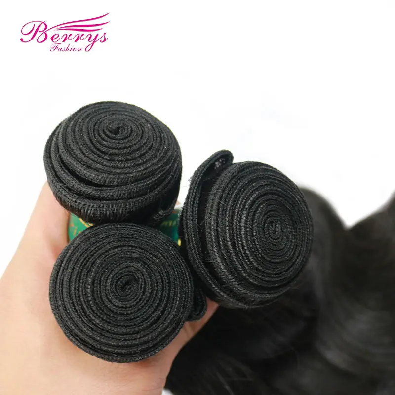 Berrys/Модные бразильские виргинские волосы, объемная волна, 3 пучка с 360 фронтальной шнуровкой, 22x4, часть необработанных человеческих волос, плетение