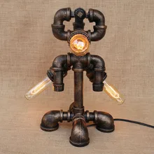 Современная черная мастерская 3 огни робот настольная лампа e27 арт-деко Блеск Настольная лампа бра для спальни ночники цеха для офиса