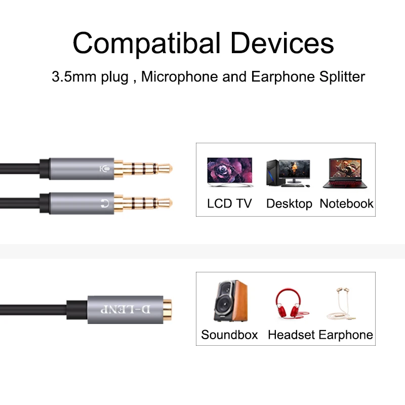 3.5mm Jack Audio Aux Splitter Cable Auxiliary Cord Earphone Adapter Converter Extension Cable Female to 2 Male Mic Audio Adapter 3.5mm Jack Audio Aux Splitter Cable Auxiliary Cord Earphone Adapter Converter Extension Cable Female to 2 Male Mic Audio Adapter