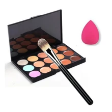 Hot!!! Best Deal 2016 New Arrival Hot Sale Soft 15 Color Concealer Palette + Makeup Brush + Sponge Puff Makeup Contour Palette