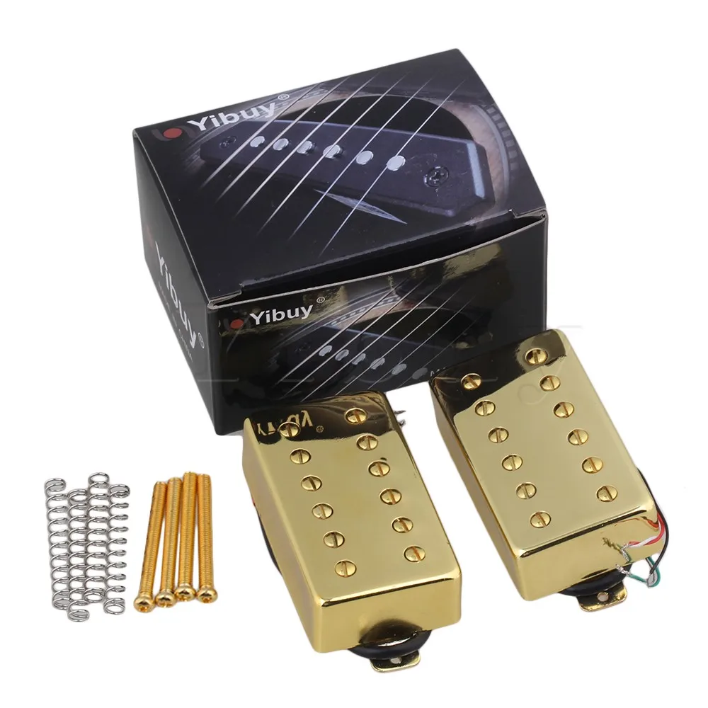 

Yibuy 2 x Golden Inductance 3 h 5.5 h Golden Humbucker Bridge and Neck Pickups