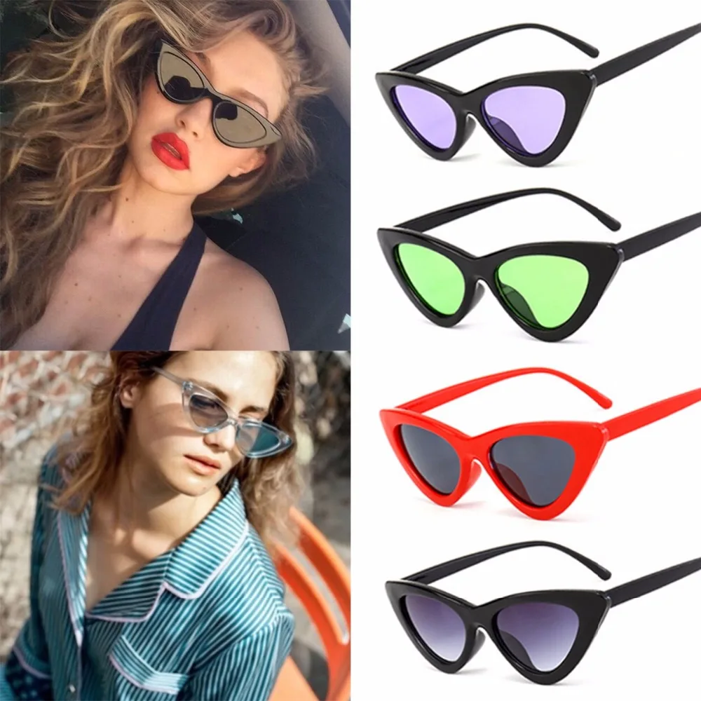 

CANCHANGE 2018 New Cute Sexy Retro Cat Eye Sunglasses Women Black White Triangle Vintage Cheap Sun Glasses Black Female UV400