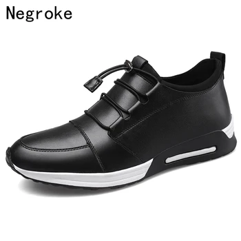 

2019 New Casual Shoes Men Wedge Platform Footwear Male Lace Up Soft Leather Sneakers Oxford Zapatos Chaussure Homme