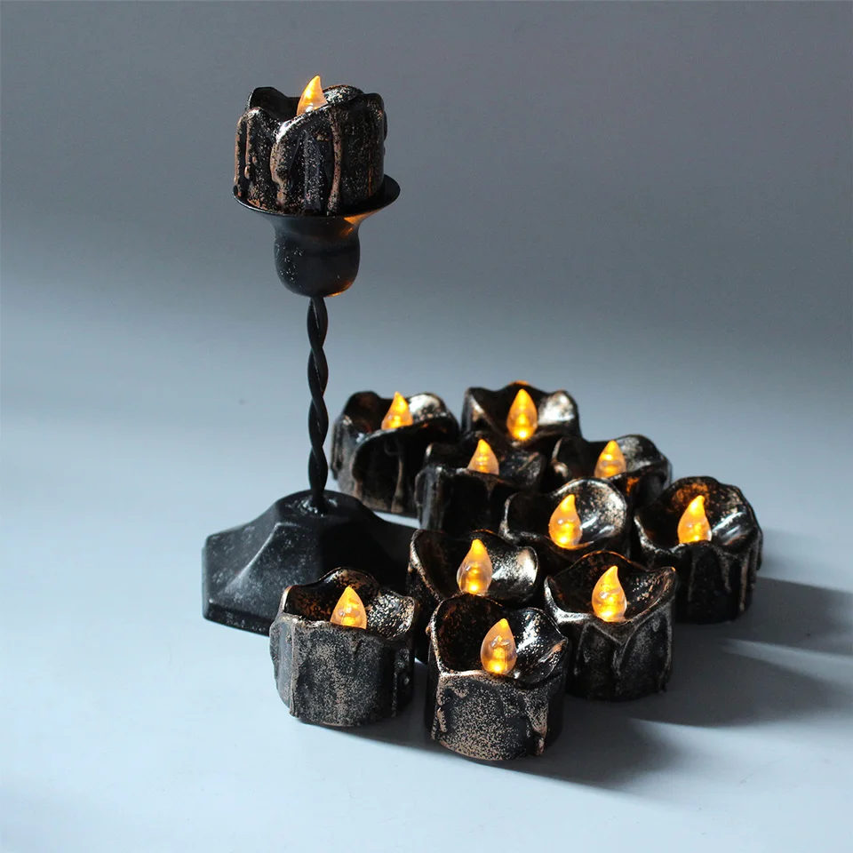 Nicro 12 шт./компл. черный светодиодный Свеча светильник уникальный Декор для дома украшения вечерние DIY украшения на хэлоуин, популярный товар# Oth28