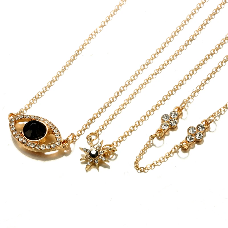 Tocona богемный звезда глаз Подвеска со стразами Чокеры многослойное золотое ожерелье-воротник для женщин ювелирные изделия 3333