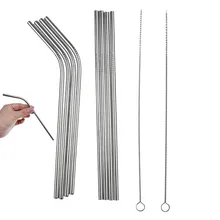 4 шт. высокое качество многоразовые, для питья соломы 304 Нержавеющая сталь металлическая соломинка с Cleaner кисть для кружки