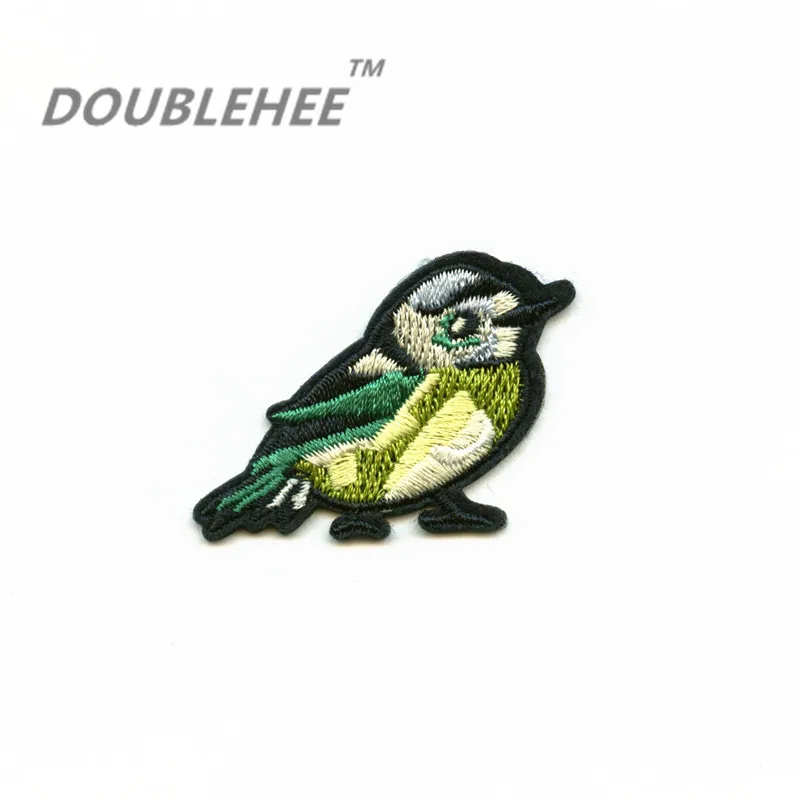 

DOUBLEHEE 5cm*3.3cm Embroidered Iron On Patches For Clothing Beauty Small Birds Design For diy Hairband Phone Bag Accessories
