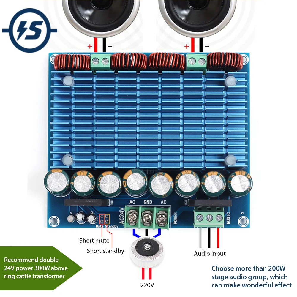 Ultra High Power Digital Amplifier Module AC 24V Stereo TDA8954TH Dual