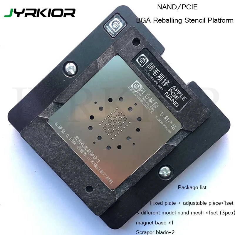 

Jyrkior For iPhone 6/6 Plus/6s/6s Plus/8/8 Plus X NAND/PCIE Hard Disk Module BGA Reballing Stencil Plant Tin Platform