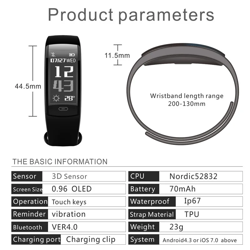 Diggro QS90 Smart Bracelet Heart Rate Monitor Blood Pressure Blood Oxygen IP67 Fitness Tracker For Andriod IOS PK MI BAND2