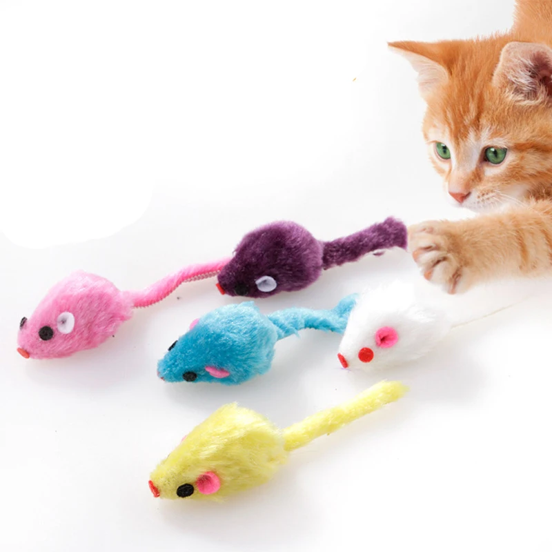 24Pcs/bag Pet Cat Kitten Furry Toy Mice Rattle Mouse  Catnip Interactive Play