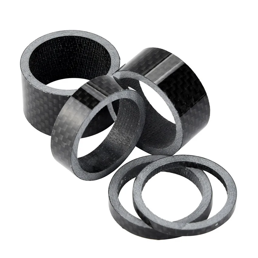 5Pcs 1 1/8" Carbon Fiber Washer Bike Bicycle Headset Stem Spacers Kit