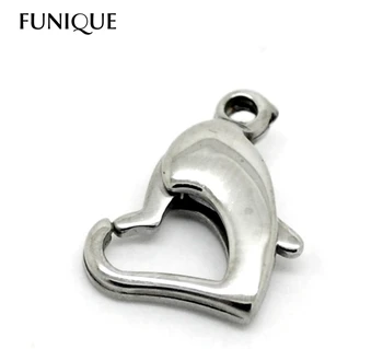 

FUNIQUE 5PCs Silver Tone Stainless Steel Heart Lobster Clasps 13mmx11mm Jewelry Findings Accessories
