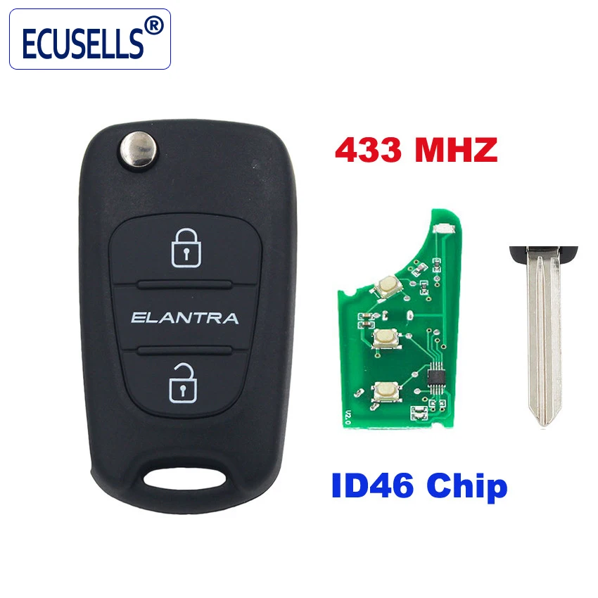 3 Button Keyless Entry Remote Key Fob 433MHz with ID46 Chip for Hyundai