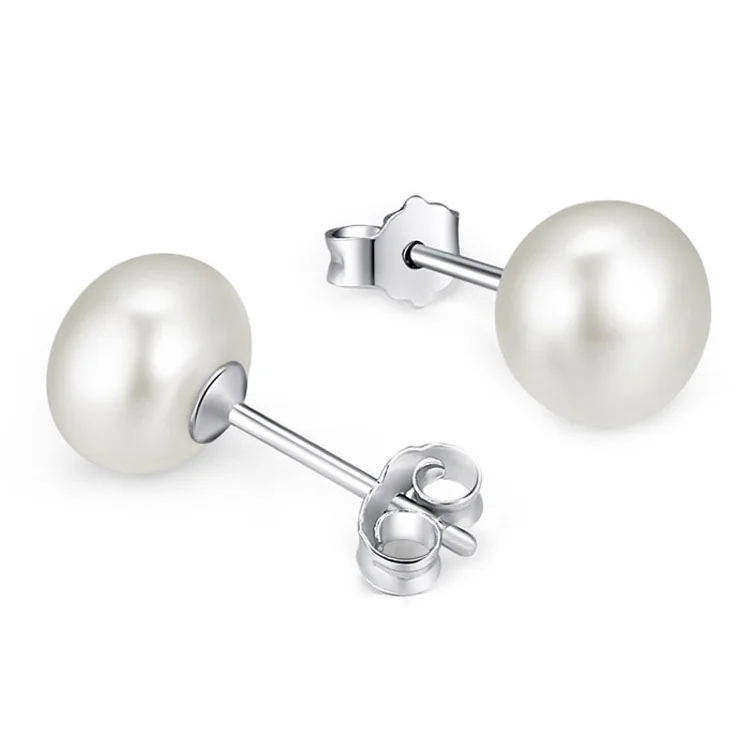 7MM Freshwater Pearl Stud Earring Purple Pink White Natural Ear Earrings Trendy Charming Wedding Jewelry Accessories | Украшения и