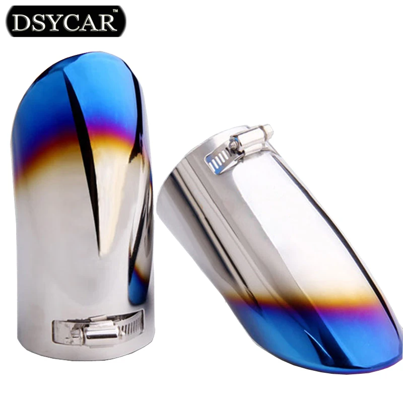 DSYCAR 1Pcs Stainless Steel Grilled Blue Car Exhaust Pipe tip Tailpipe