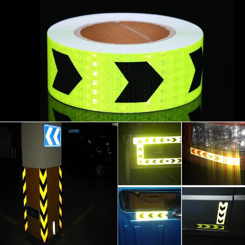 5cm width Fluorescent Yellow Safety Mark Reflective tape stickers car-styling Self Adhesive Warning Tape